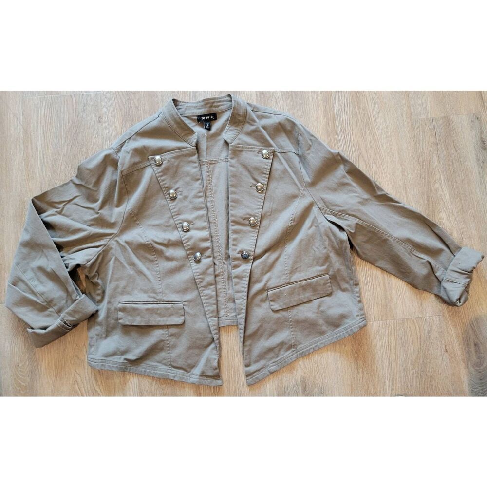 Torrid Khaki Button-Front Blazer